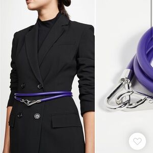 Tibi Purple Rubber Tube Belt with Silver Accents